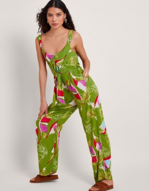 Green Women's Monsoon Amina Floral Jumpsuit | MGY-2943