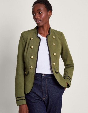 Green Women's Monsoon Megan Military Jacket | HXM-9529