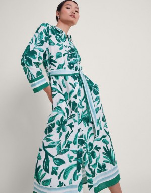 Green Women's Monsoon Naomi Print Shirt Dress | RJP-8383