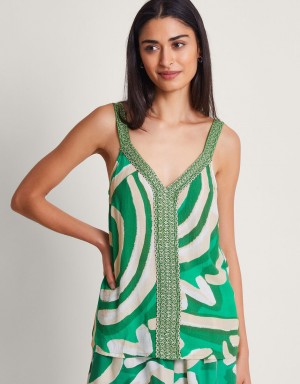 Green Women's Monsoon Posy Print Cami Tops | EFW-9529