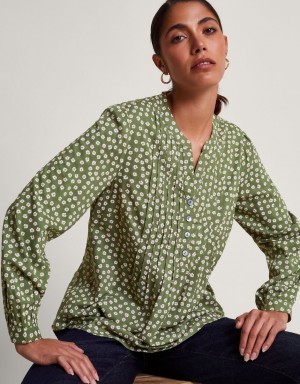 Green Women's Monsoon Sancha Floral Print Tops | KJF-0780