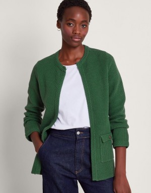 Green Women's Monsoon Tabby Textured Cardigan | BGX-1041