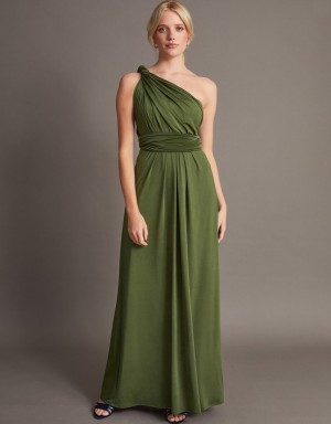 Green Women's Monsoon Thea Twist Me Tie Me Maxi Dress | HTZ-0051