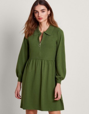 Green Women's Monsoon Zelda Zip Dress | GQI-0619