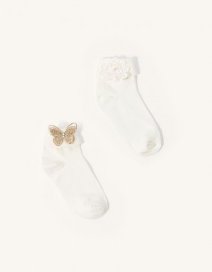 Multicolor Kids' Monsoon Baby Butterfly and Flower Set of Two Socks | XAI-4245