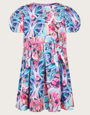 Multicolor Kids' Monsoon Butterfly Print Dress | WOM-1600