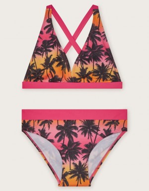 Multicolor Kids' Monsoon Ombre Palm Print Bikini Swimwear | JLI-7503