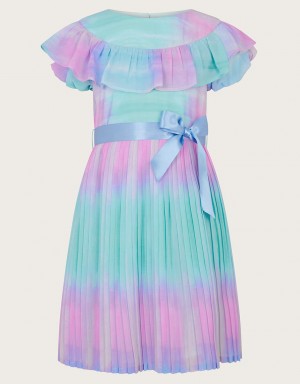 Multicolor Kids' Monsoon Ombre Pleated Dress | TTZ-3957