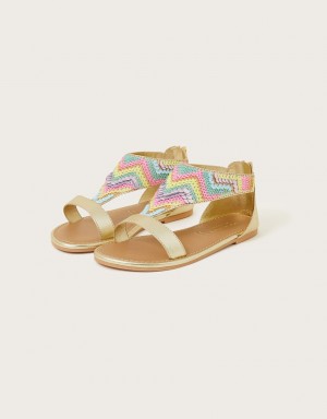 Multicolor Kids' Monsoon Pastel Sequin Rainbow Sandals | PLY-0799