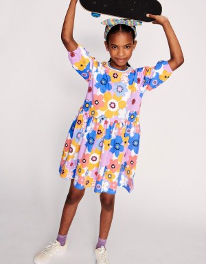 Multicolor Kids' Monsoon Retro Floral Dress | RAM-6638