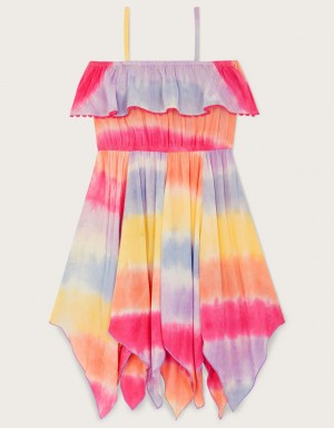 Multicolor Kids' Monsoon Tie Dye Frill Dress | KKW-7557