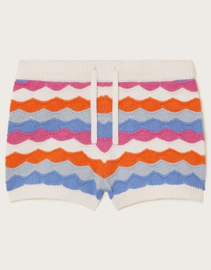 Multicolor Kids' Monsoon Wavy Stripe Knit Shorts | OWN-3897