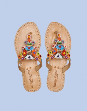 Multicolor Women's Monsoon Laidback London Simba Leather Multi Sandals | DMU-3856