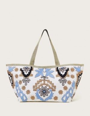 Multicolor Women's Monsoon Metallic Embroidered Tote Bags | YSE-2433