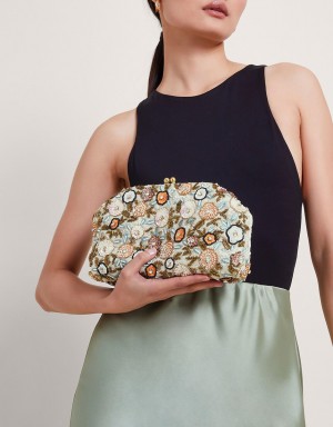 Multicolor Women's Monsoon Pastel Floral Clutch Bags | ECD-8596