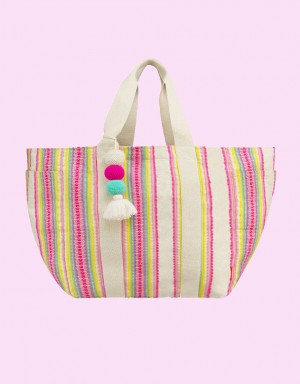 Multicolor Women's Monsoon Sunuva Jacquard Beach Bags | BPA-0915