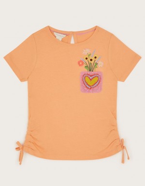 Orange Kids' Monsoon Crochet Pocket Tops | UWG-0561