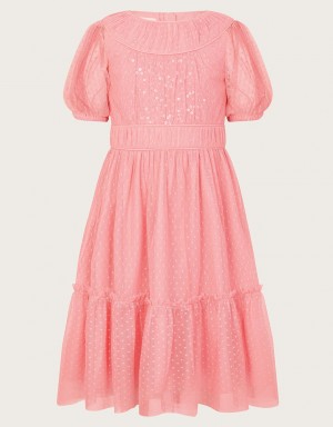 Orange Kids' Monsoon Darcy Sequin Gathered Dress | ILJ-4206