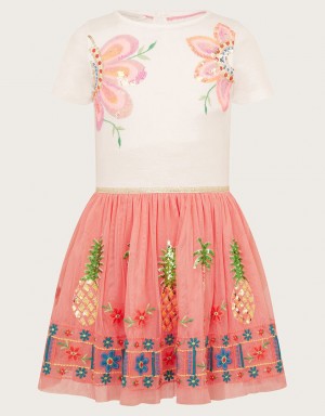 Orange Kids' Monsoon Tropical Embellished Disco Dress | EEI-1064