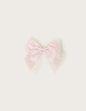 Pink Kids' Monsoon Audrey Spot Bow Clip Hair Accessories | KSN-0585