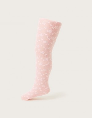 Pink Kids' Monsoon Baby Loveheart Lacey Tights | TUT-1216