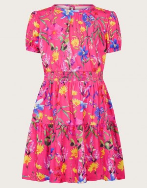 Pink Kids' Monsoon Botanical Jersey Dress | LRO-8681