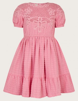 Pink Kids' Monsoon Crochet Woven Dress | HHH-5349