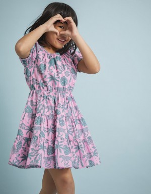 Pink Kids' Monsoon Elephant Print Dress | BIH-6132