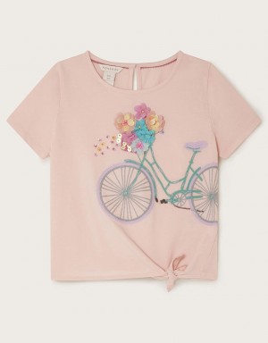 Pink Kids' Monsoon Floral Bike T-Shirt | LZX-2564