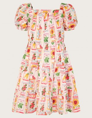 Pink Kids' Monsoon Garden Print Dress | TQY-7337