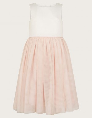 Pink Kids' Monsoon Georgia Tulle Bridesmaid Dress | CED-0562