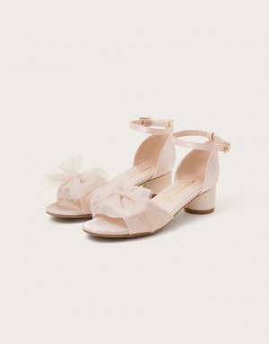 Pink Kids' Monsoon Glitter Tulle Bow Heels | HYK-3601