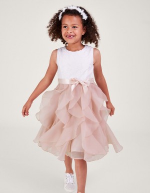 Pink Kids' Monsoon Lace Can Can Ruffle Dress | CKN-5621