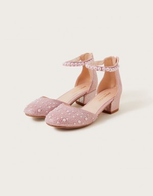 Pink Kids' Monsoon Pearl Two-Part Heels | RLQ-9864