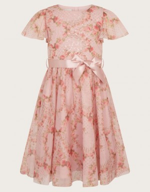 Pink Kids' Monsoon Rose Print Dress | RMW-4298