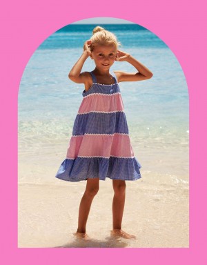 Pink Kids' Monsoon Sunuva Gingham Tiered Dress | MRT-8776