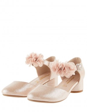 Pink Kids' Monsoon Textured Corsage Heels | MGJ-9431