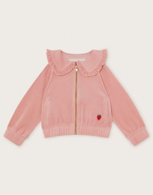 Pink Kids' Monsoon Velour Bomber Jacket | UAP-8716