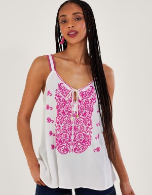 Pink Women's Monsoon Embroidered Cami Tops | SOM-8272