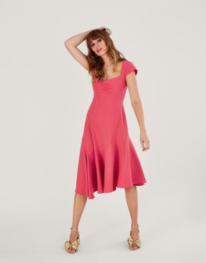 Pink Women's Monsoon Matilda Asymmetric with Recycled Polyester Dress | CZQ-0803