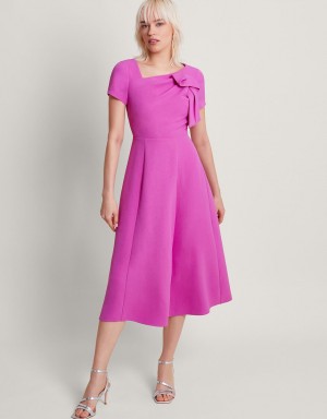 Pink Women's Monsoon Poppy Flared Dress | TJF-3696