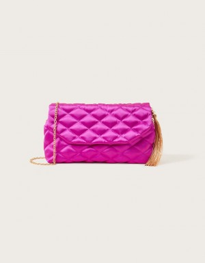 Pink Women's Monsoon Quilted Clutch Bags | PBE-7443