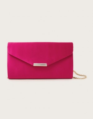 Pink Women's Monsoon Satin Clutch Bags | WZR-5262