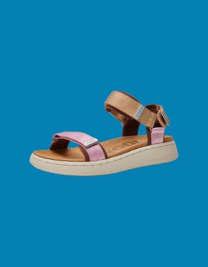 Pink Women's Monsoon Woden Platform Sandals | QLH-2168