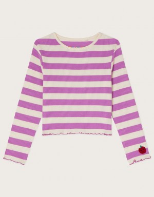 Purple Kids' Monsoon Crop Jersey Tops | ISZ-3924