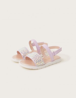 Purple Kids' Monsoon Mermaid Sequin Sandals | WNU-9823