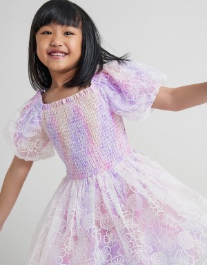 Purple Kids' Monsoon Ombre Floral Dress | XDM-0631