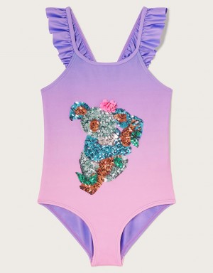 Purple Kids' Monsoon Sequin Koala Swimsuit Swimwear | NET-6095