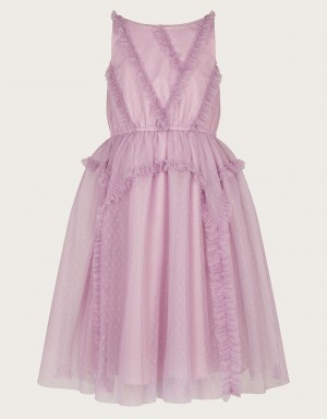 Purple Kids' Monsoon Veronica Ruffle Tulle Dress | YBD-6501