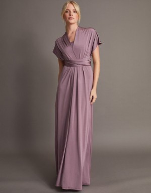 Purple Women's Monsoon Thea Twist Me Tie Me Maxi Dress | TOZ-3935